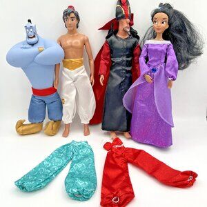 Disney Store Aladdin Deluxe Doll Gift Set Princess Jasmine Genie Jafar